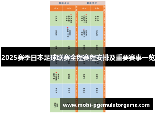 2025赛季日本足球联赛全程赛程安排及重要赛事一览