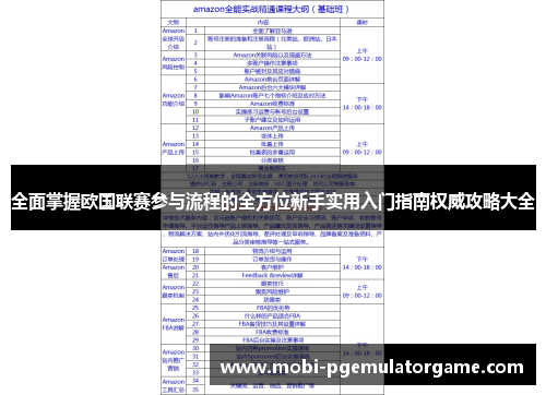 全面掌握欧国联赛参与流程的全方位新手实用入门指南权威攻略大全