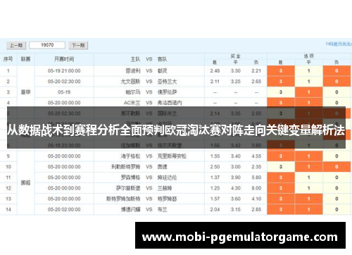 从数据战术到赛程分析全面预判欧冠淘汰赛对阵走向关键变量解析法